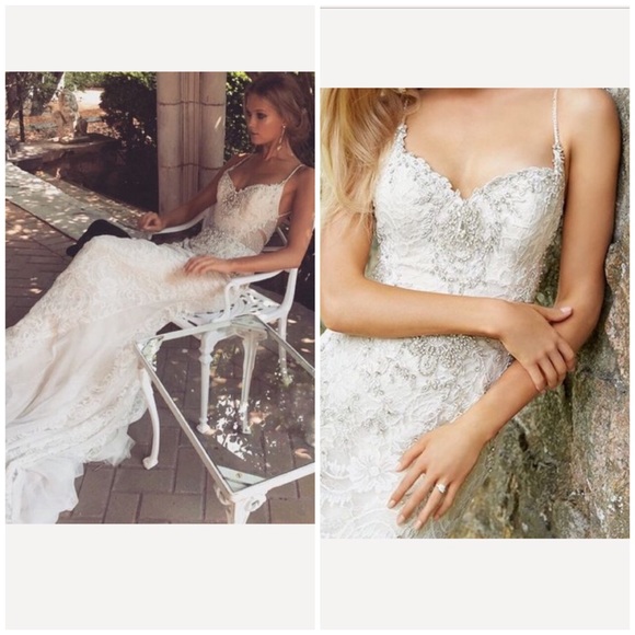 Alvina Valenta Wedding Dress Gown Beaded Lace 12* - Picture 5 of 10